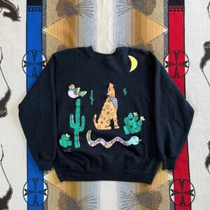 Vintage 90s Desert Animal Nature Outdoor Crewneck Sweatshirt Size Large USA Made
